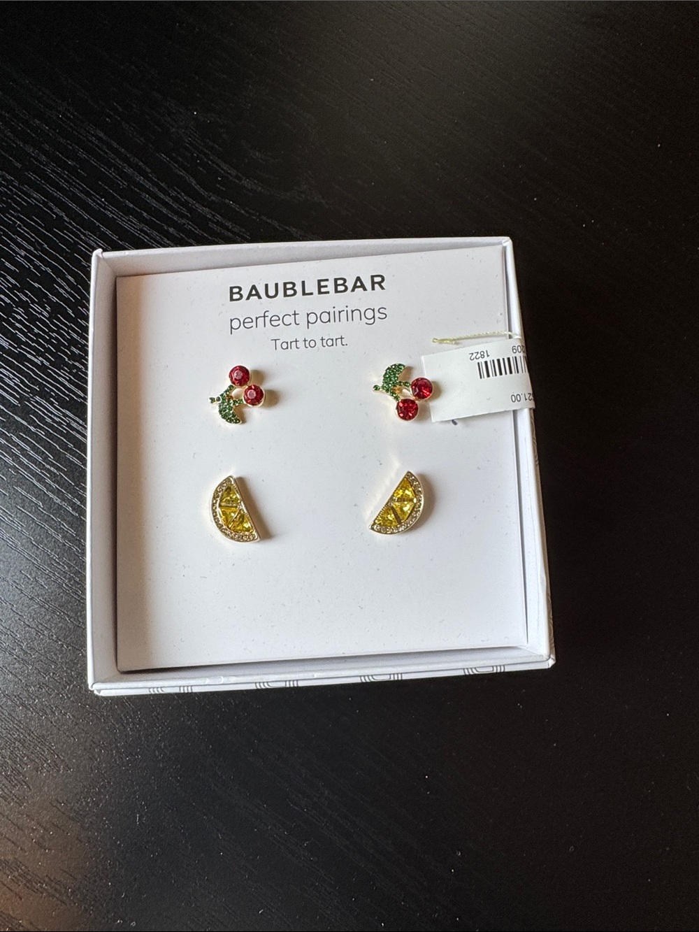 BaubleBar Yellow Lemon Slice & Red Cherry Stud Earring Duo